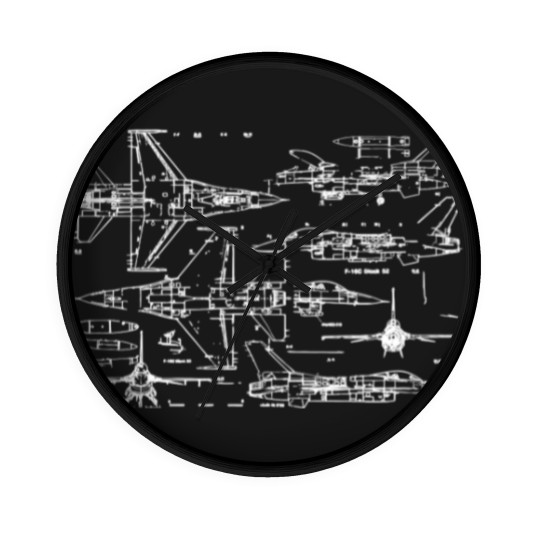 Discover F16 Jet Aircraft Fighter Jet Blueprint Design Wall Clocks