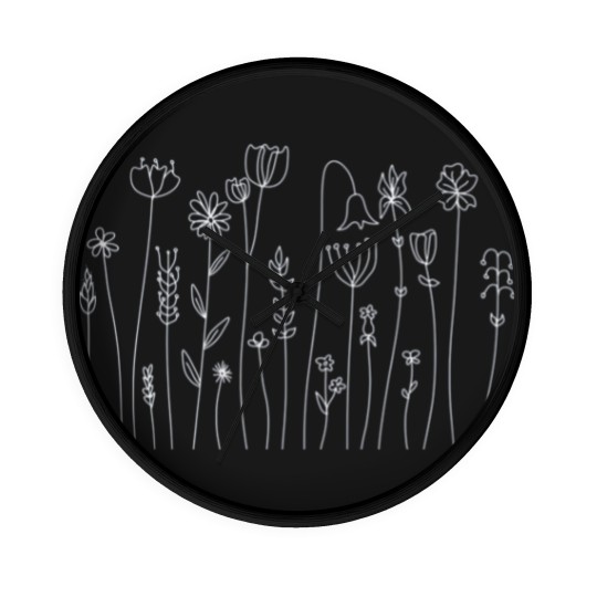 Discover Flowers Line Art Drawing - Cape Wildflowers - Flower Line Art - Wall Clocks