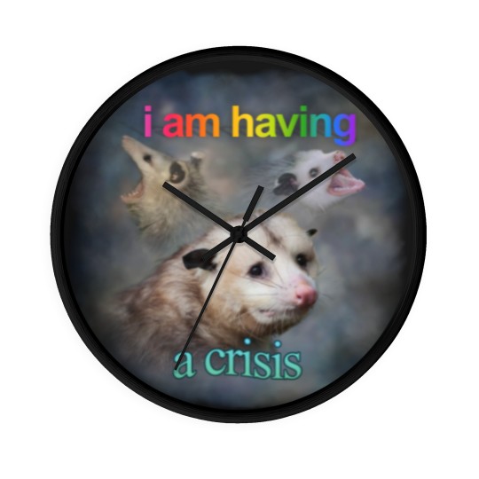 Discover I am having a crisis possum word art Classic Wall Clocks