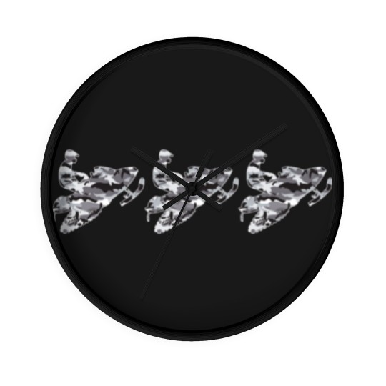 Discover Camouflage Grey Snowmobiles Wall Clocks
