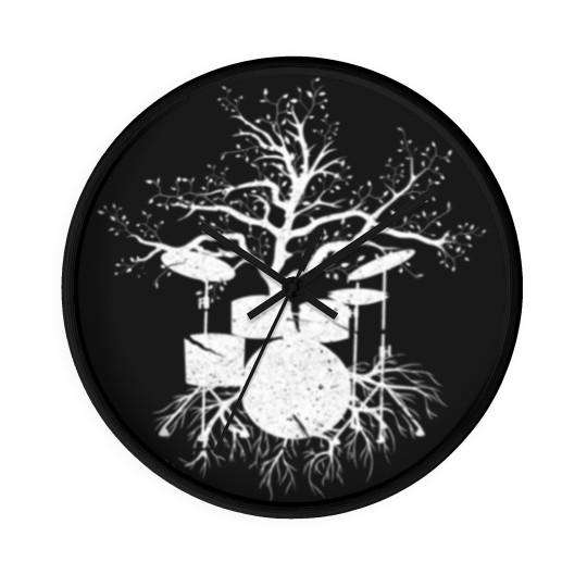 Discover Drumming Drummer Drumset Tree Drums Player Distres Wall Clocks