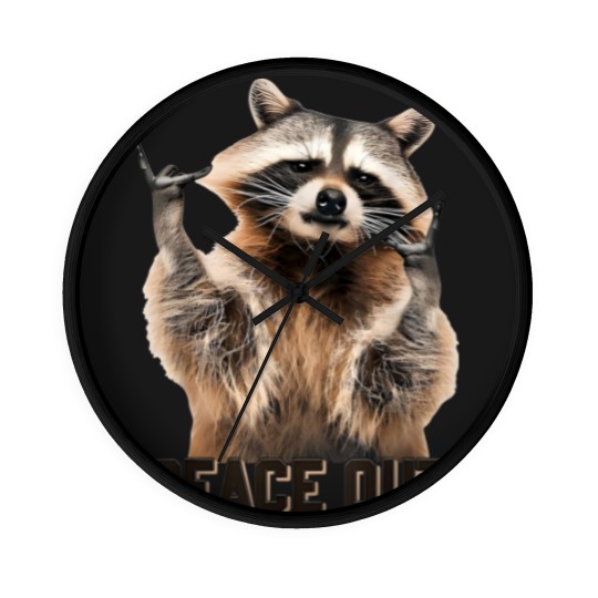 Discover Funny Raccoon Peace Out Sarcastic Raccoon Trashed Panda Wall Clocks