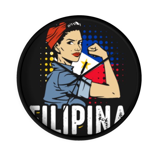 Discover Proud Filipina Woman Girl Philippines Flag Wall Clocks