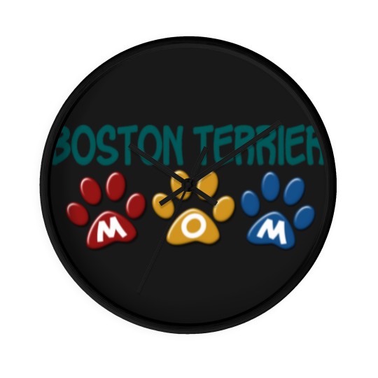 Discover BOSTON TERRIER MOM Paw Print 1 Wall Clocks