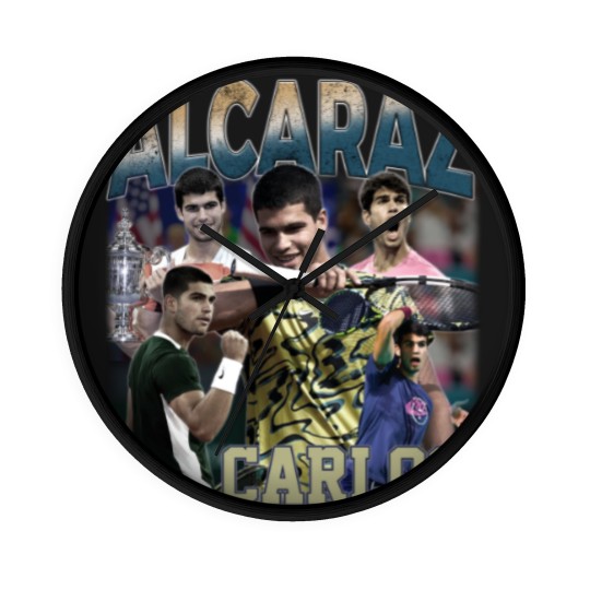 Discover Carlos Alcaraz Wall Clocks, Carlos Alcaraz 90s Bootleg Wall Clocks