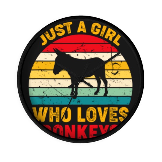 Discover Just A Girl Who Loves Donkeys Retro Sunset Donkey Lovers Wall Clocks