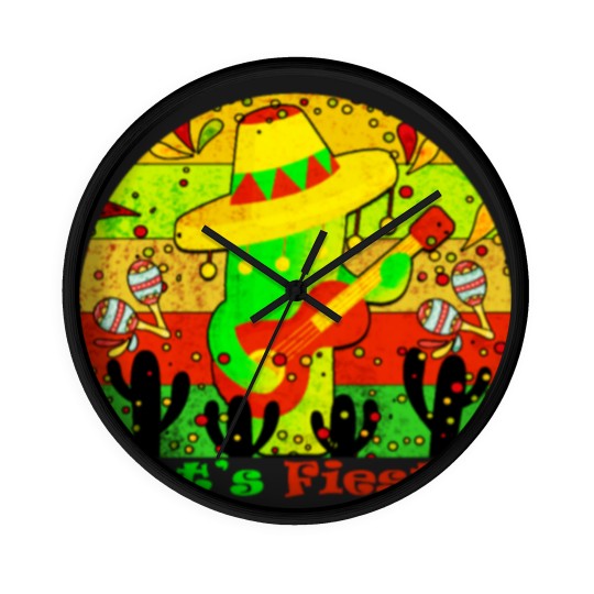 Discover Lets Fiesta Cinco De Mayo Mexican Guitar Cactus Wall Clocks