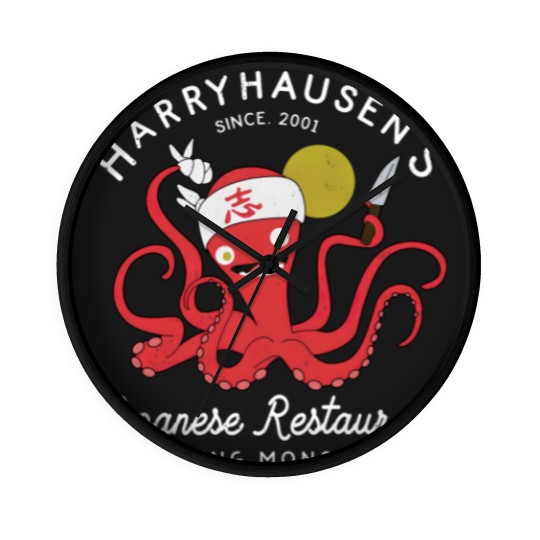 Discover Retro Octopus Chef Harryhausen's Japanese Restaurant Wall Clocks