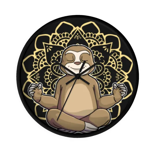 Discover Yoga Sloth My Spirit Animal Meditation Namaste Lazy Animal Wall Clocks