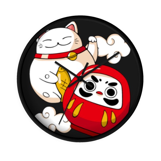 Discover Maneki Neko Lucky Cat Japanese Daruma Doll Kawaii Wall Clocks