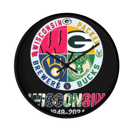 Discover Wisconsin And Packers And Brewers And Bucks Wisconsin Sport 1948 2024 Garden Flag Wall Clocks
