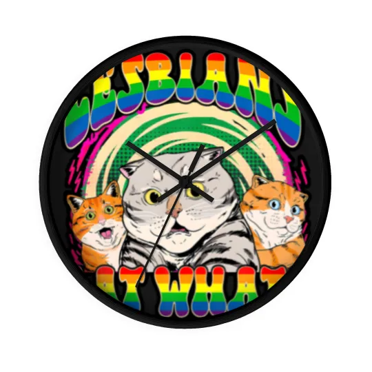 Discover Lesbians Eat What Cat National Coming Out Day LGBQ Pride Wall Clocks