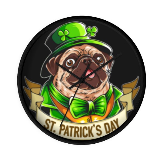 Discover St. Patrick's Day Pug Wall Clocks