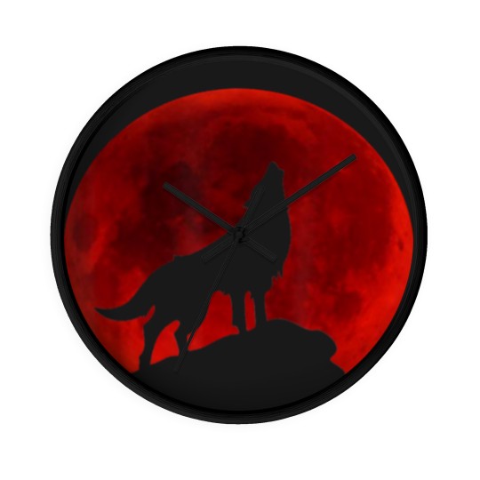 Discover Wolf Howling at Moon Wall Clocks