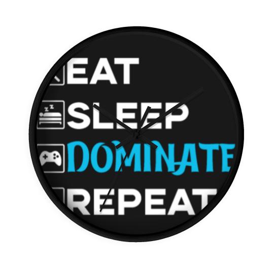 Discover eat sleep dominant repeat Wall Clocks