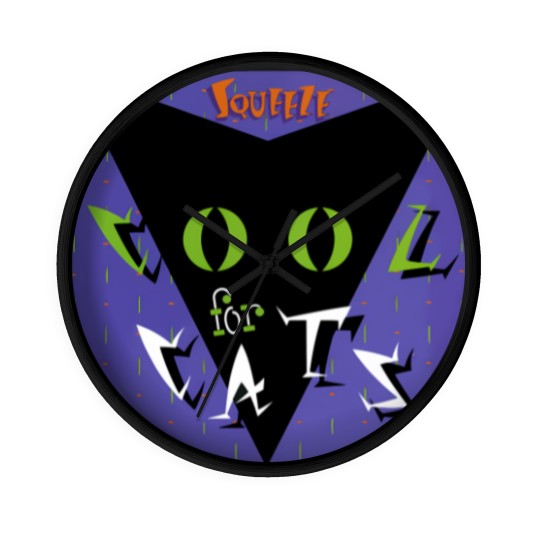 Discover Squeeze Cool For Cats Cool Cats Purple Green Wall Clocks