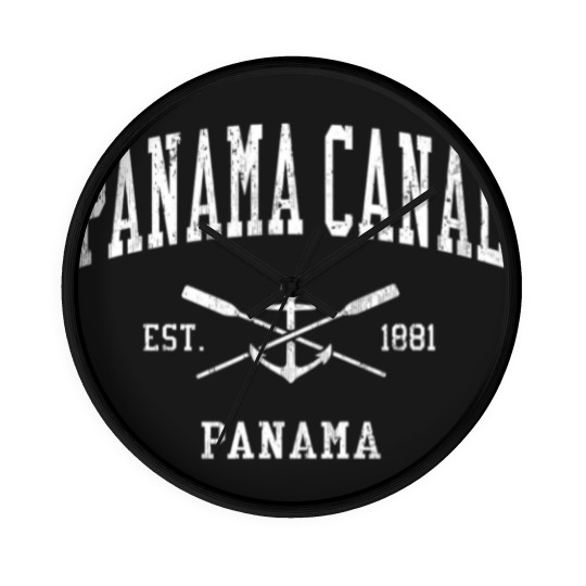 Discover panama canal vintage crossed oars boat anchor sports Wall Clocks