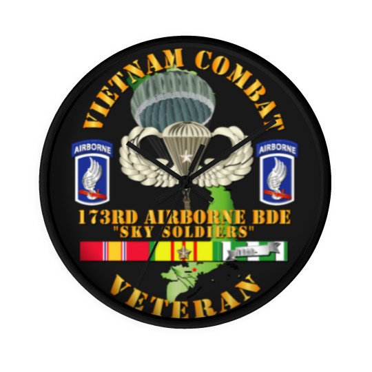 Discover Vietnam Combat Infantry Veteran w 173rd Airborne Bde SSI V1 Wall Clocks