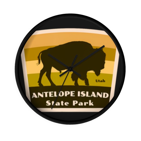 Discover antelope island state park utah bison herd souvenir Wall Clocks