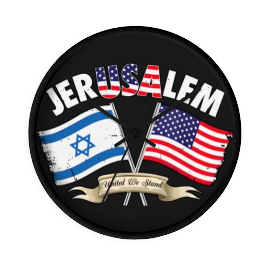 Discover Jerusalem Israel Usa American Flag Wall Clocks