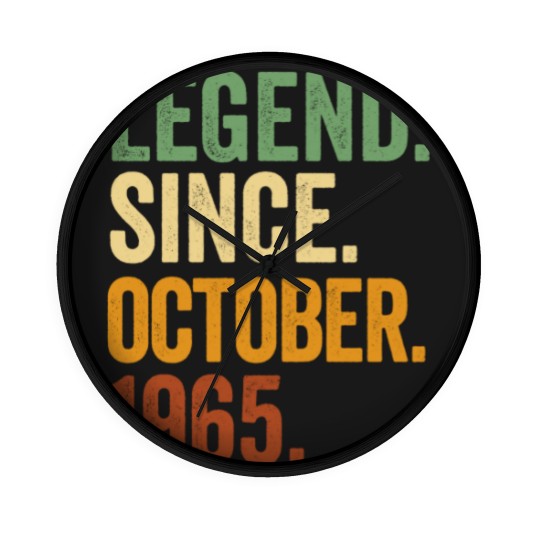 Discover Retro 1965 Birthday October Born Legend Since 1965 Wall Clocks