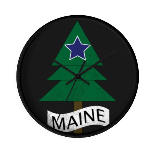 Discover 1901 Maine State Flag Remix Distressed Vintage - Maine - Wall Clocks