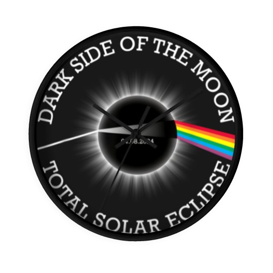 Discover Total Solar Eclipse 04 08 24 Rainbow Totality Dark Side Moon Wall Clocks