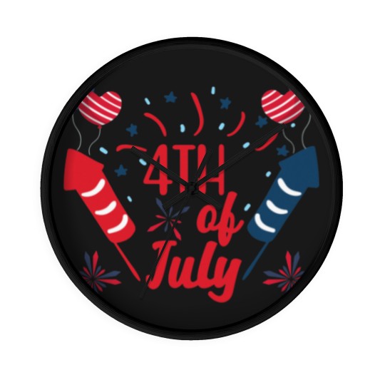 Discover 4th of July Fireworks Red White Blue Patriotic Wall Clocks