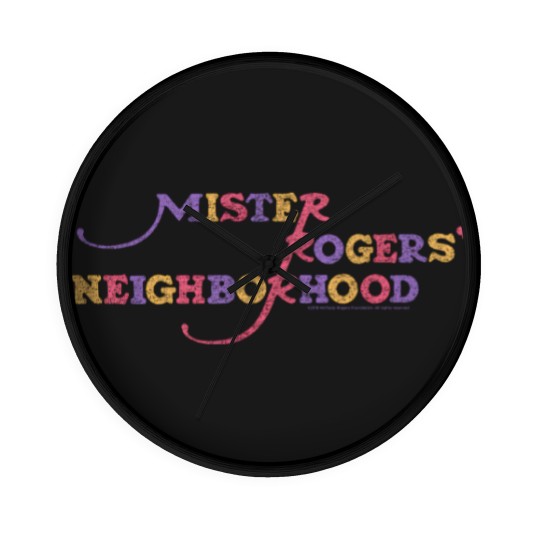 Discover Mister Rogers Colorful Logo Charcoal Wall Clocks