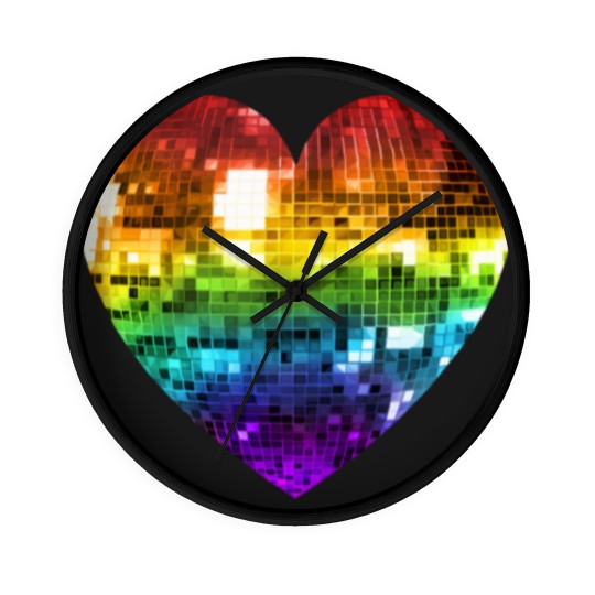 Discover Rainbow Disco Ball Heart  Classic Wall Clocks