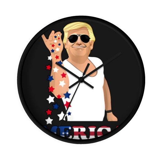 Discover Trump 'Merica Wall Clocks, Funny 4th of July Wall Clocks, Trump Star Sprinkling Wall Clocks