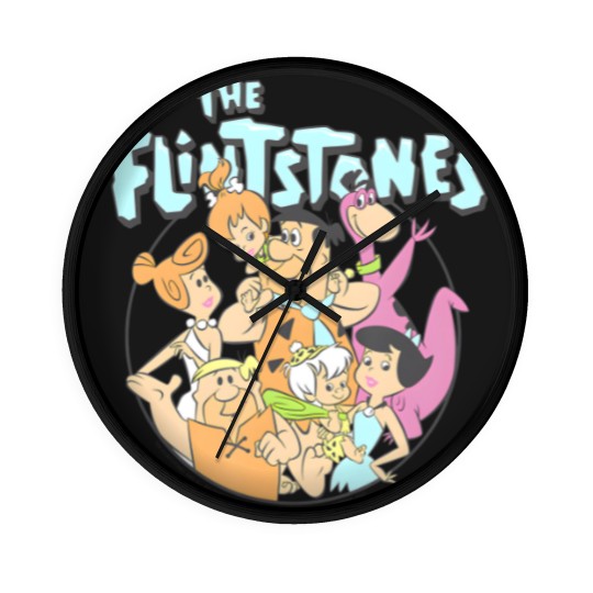 Discover the flintstones group shot family classic vintage logo t Wall Clocks