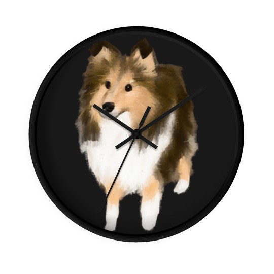 Discover Sheltie Cute Sheltie Drawing Wall Clocks