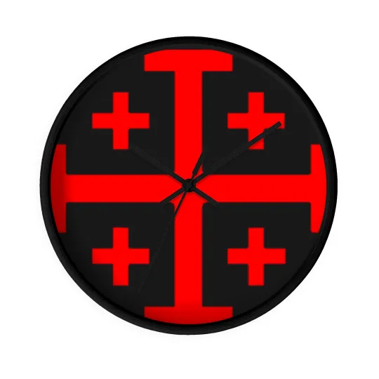Discover Jerusalem Cross - Red - No Background Wall Clocks