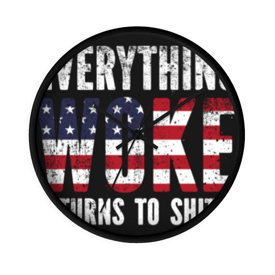 Discover Everything Woke turns to Shit Vintage USA Flag - Everything Woke Turns To Shit - Wall Clocks