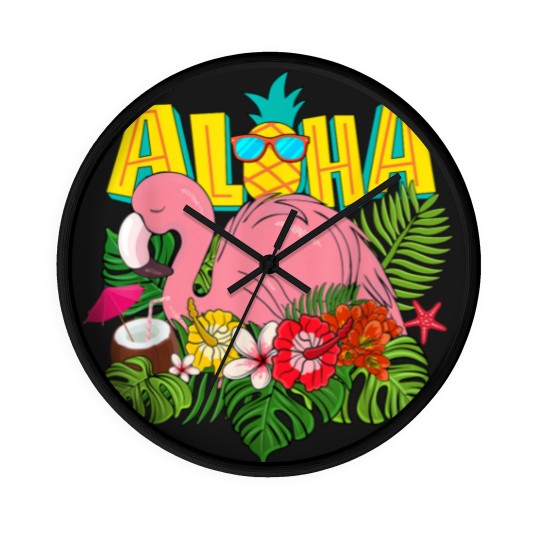 Discover Aloha Hawaii Wall Clocks Hawaiian Flamingo Kids Teen Wall Clocks
