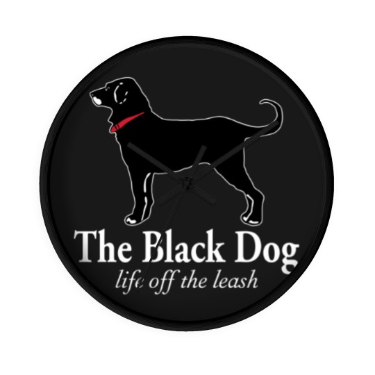 Discover The Black Dog Logo Life Off The Leash Wall Clocks