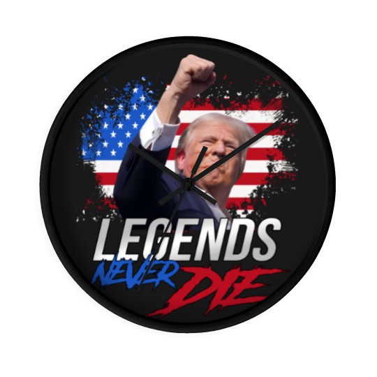 Discover Trump Legends Never Die Dark Wall Clocks, Trump Fight 2024 Wall Clocks