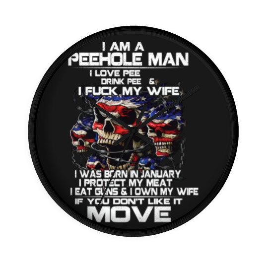 Discover i am a peehole man Wall Clocks