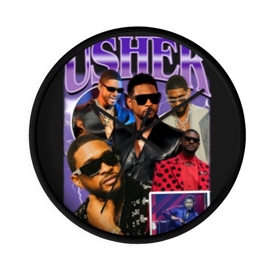 Discover Limted Rapper Usher Wall Clocks, Vintage Usher 90s Wall Clocks, Retro Usher Graphic Wall Clocks