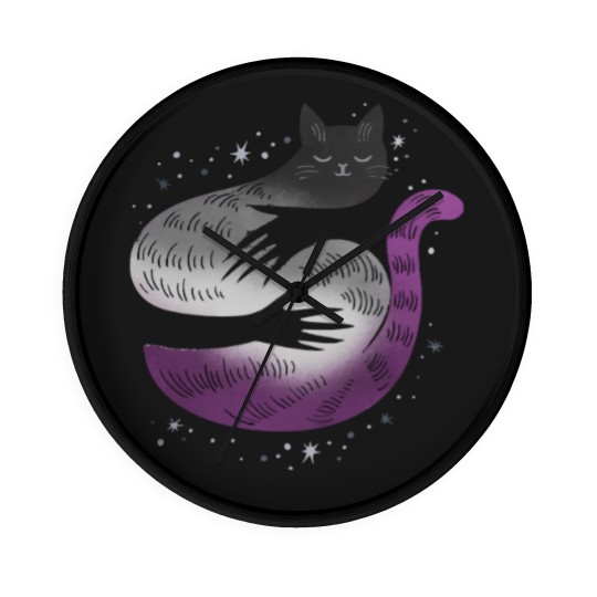 Discover Asexual Asexual Cat Hug LGBT Pride Flag Wall Clocks