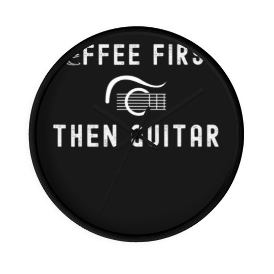 Discover coffee first then guitar funny coffee and guitar Wall Clocks