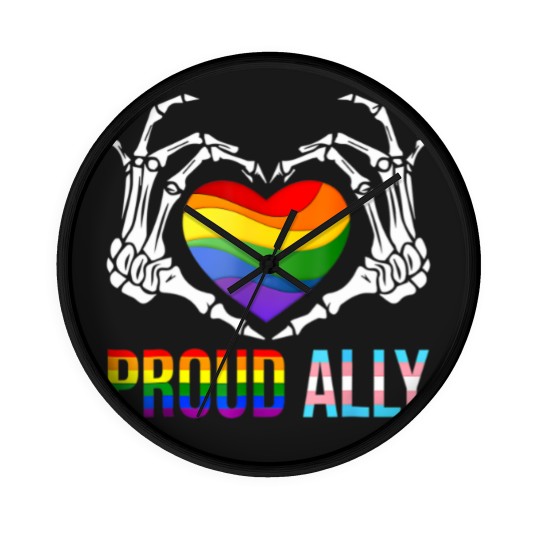 Discover proud ally lgbt transgender flag skeleton heart gay lesbian Wall Clocks