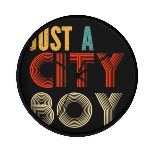 Discover retro just a city boy journey t Wall Clocks
