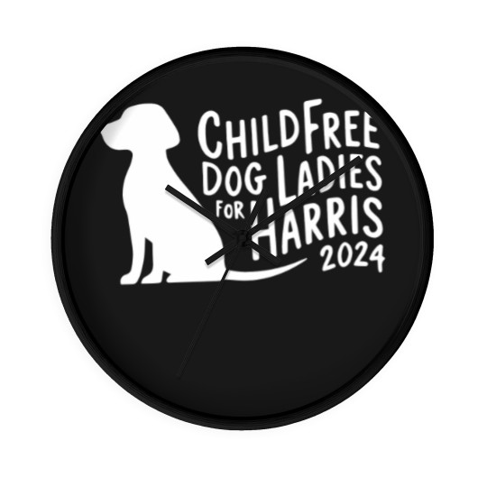 Discover Childfree Dog Ladies Wall Clocks, Harris 2024 Cat Wall Clocks, Funny Kamala Harris Graphic Wall Clocks
