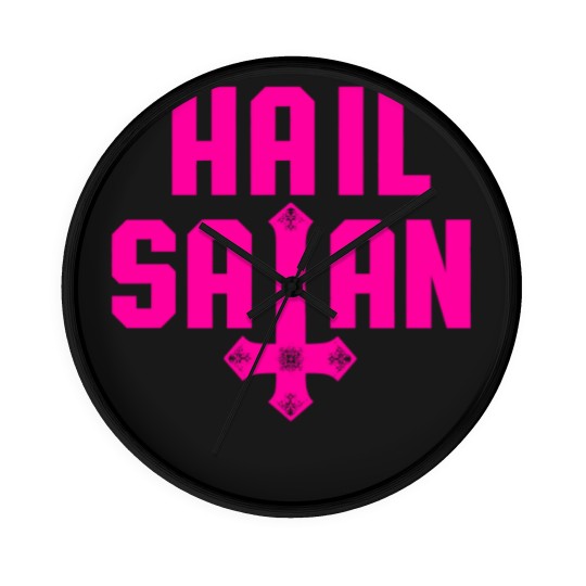 Discover Hail Satan | Hot Pink on Black | Satanic - Hail Satan - Wall Clocks