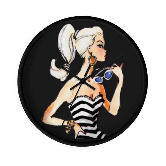 Discover Retro Vintage Doll Pinup Fashion 1950s barbie-doll Pop Art Wall Clocks