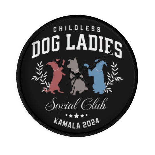 Discover Childless Dog Lady Kamala Wall Clocks, Kamala Harris President 2024 Wall Clocks
