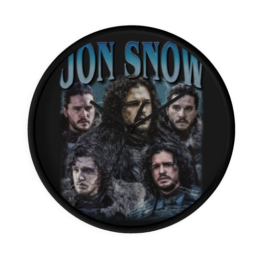 Discover Jon Snow Vintage Graphic 90s Wall Clocks, Jon Snow Wall Clocks, Jon Snow Rock Style Bootleg Wall Clocks, Custom Photo Wall Clocks