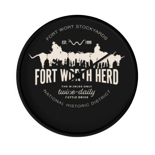 Discover fort worth texas stockyards and rodeo cowboy desig t Wall Clocks